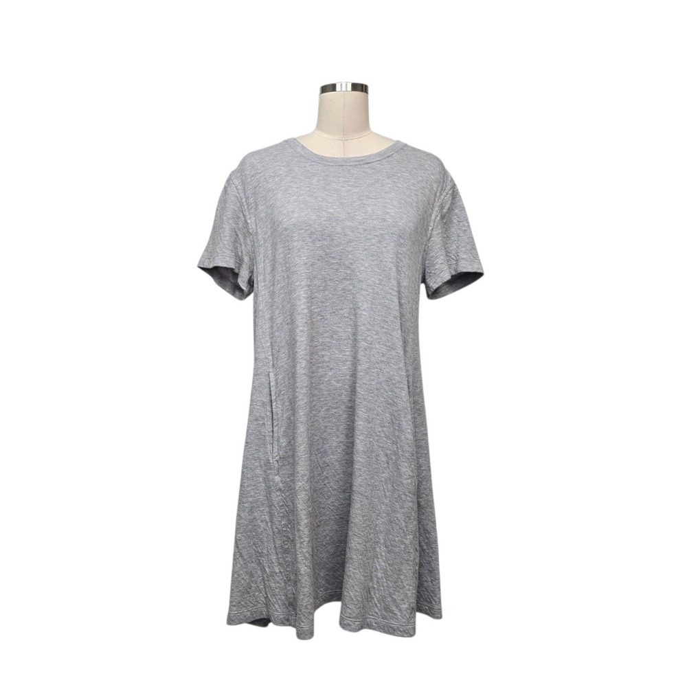 Billy Reid Heather Gray Cotton Blend Short Sleeve T-Shirt Pocket Dress Size XS